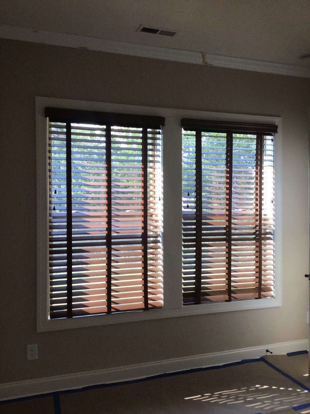 Real Wood Blinds with Decorative Tapes in Cary, NC