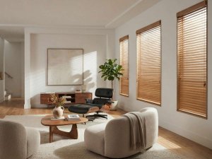 Wood Blinds- Modern Living Room